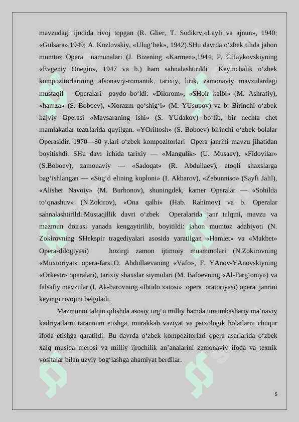 Operaning tarkibidagi asarlarning shakllari. Motsartning Figaroni to’yi operasidan misol 5