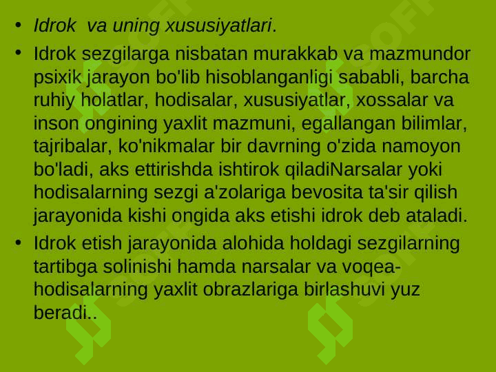 Idrok va uning o’ziga xos xususiyatlari 6