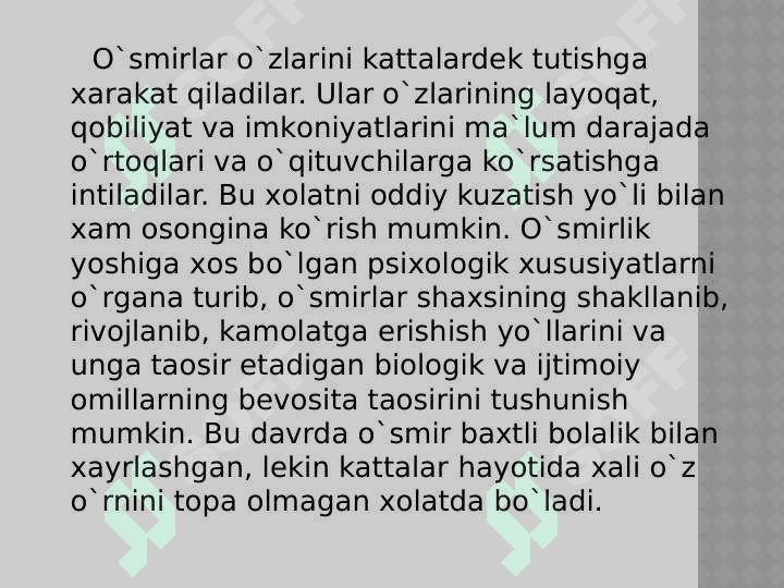 O`smirlik davri psiхоlоgiyasi 6