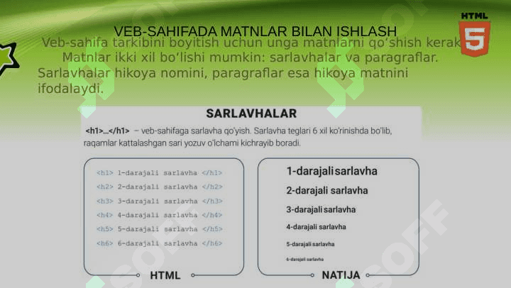 Web-sahifada matn joylashtirish va ularni boshqarish. Link  joylashtirish 2