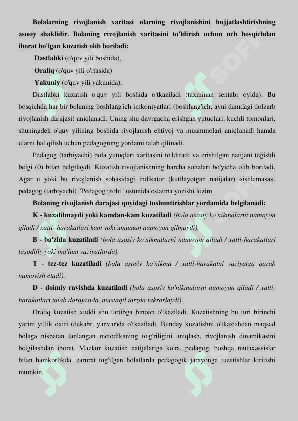 Bolaning rivojlanish xaritasi Kichik guruh 3