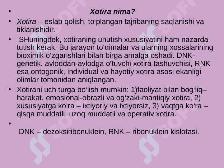 XOTIRA TURLARI XARAKTERISTIKASI 2