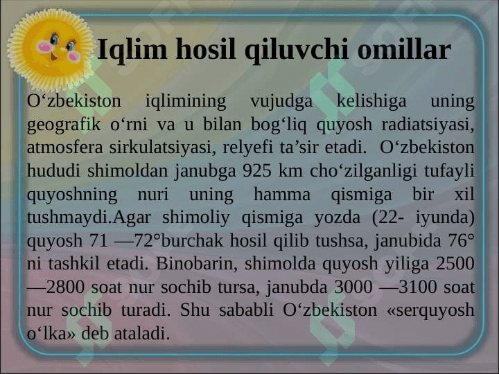 O‘ZBEKISТON IQLIMI 3
