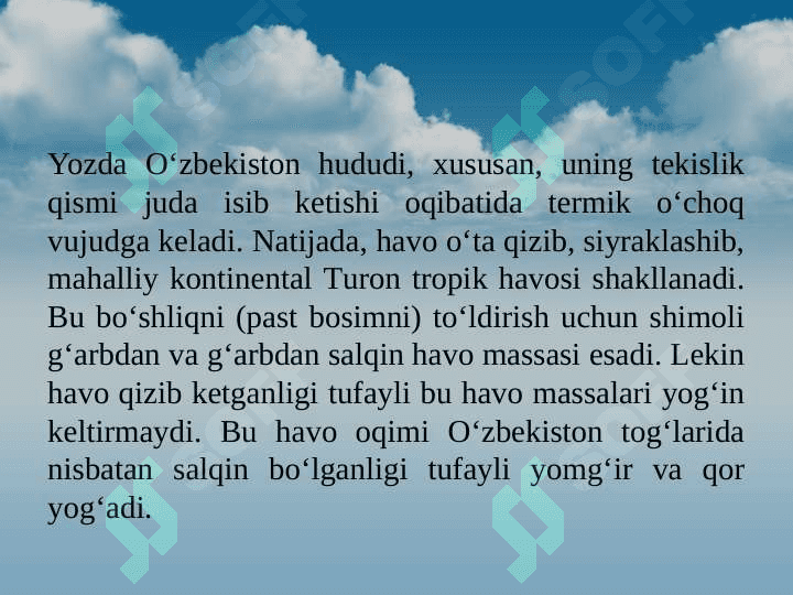 O‘ZBEKISТON IQLIMI 8