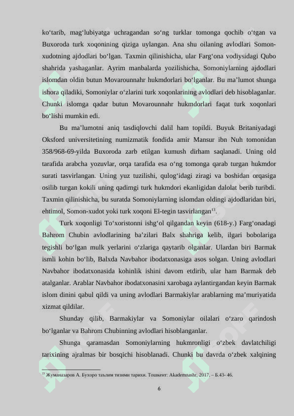 O‘ZBEKISTONDA SOMONIYLAR DAVLATI TARIXINING O‘RGANILISHI 6