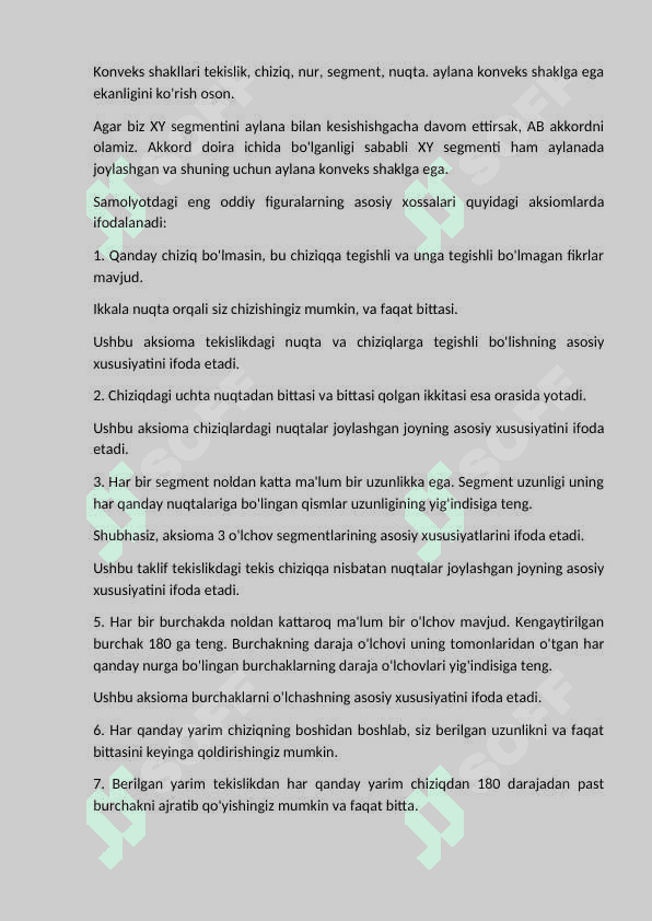 Planimetriya aksiomalarini takrorlash. 4