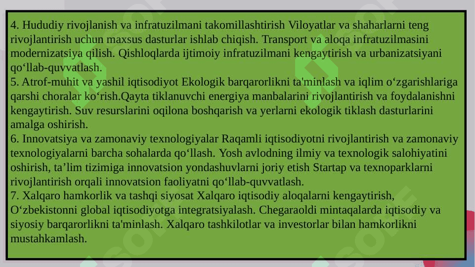 Yangi Òzbekistonning taraqqiyot strategiyasining mazmun mohiyati va ustuvor yo'nalishlari 8