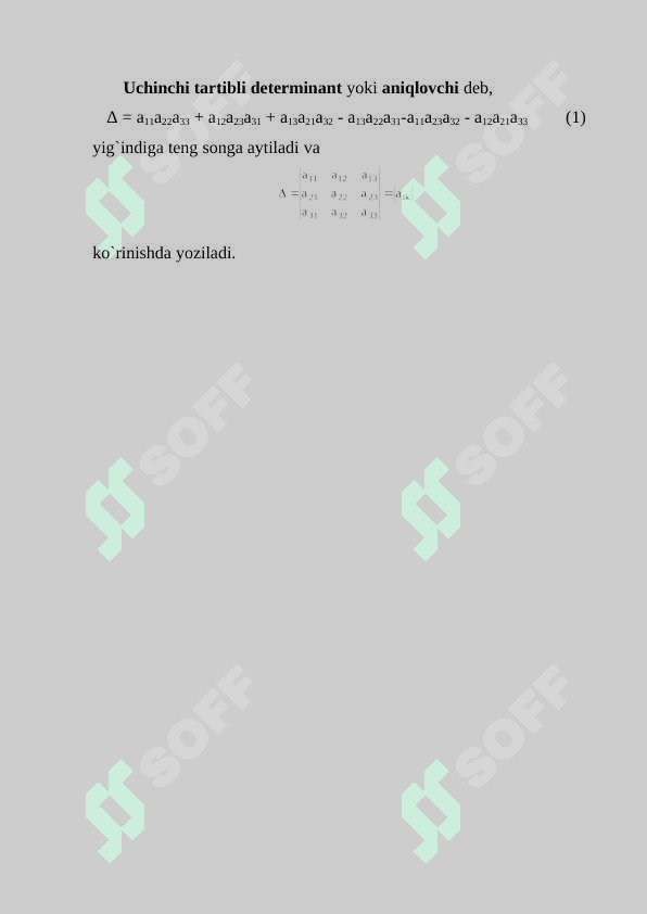 Determinantlar va ularning xossalari 3