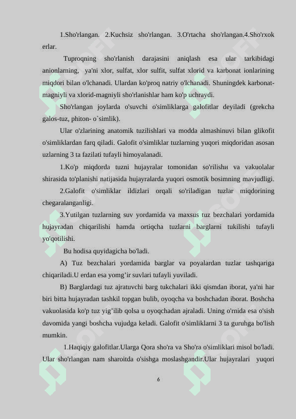 О‘SIMLIKLARNING SHО‘RLANISHGA CHIDAMLILIGI 6