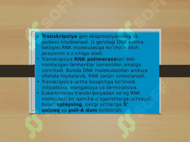 RNK transkripsiyasi va prossengi 2
