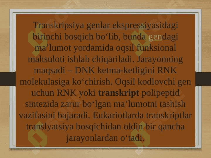 RNK transkripsiyasi va prossengi 3