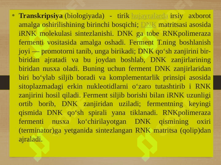 RNK transkripsiyasi va prossengi 7