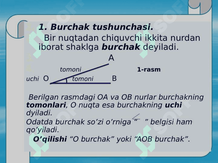 Yoyiq burchak.Burchak gradusi. 3