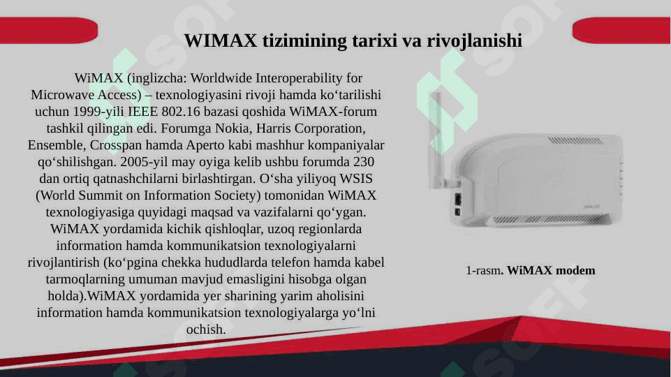 WIMAX tizimida qoʻllaniladigan texnalogiya 3
