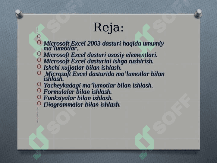 Microsoft Excel dasturida ishlash 2