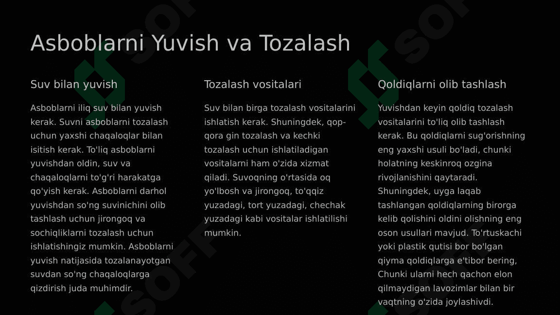 Stirilizatsiya va dezinfeksiya. Asboblarni stirillash bosqichlari 6