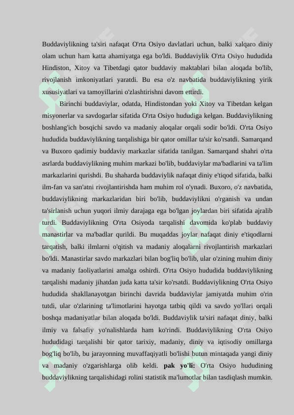 O`RTA OSIYODA BUDDAVIYLIKNING YOYILISHI 3