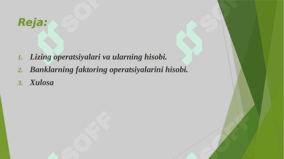 Banklarda lizing va factoring operatsiyalarining buxgalteriya hisobi 2