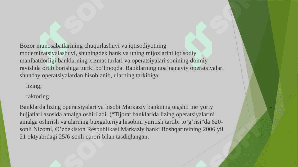 Banklarda lizing va factoring operatsiyalarining buxgalteriya hisobi 4