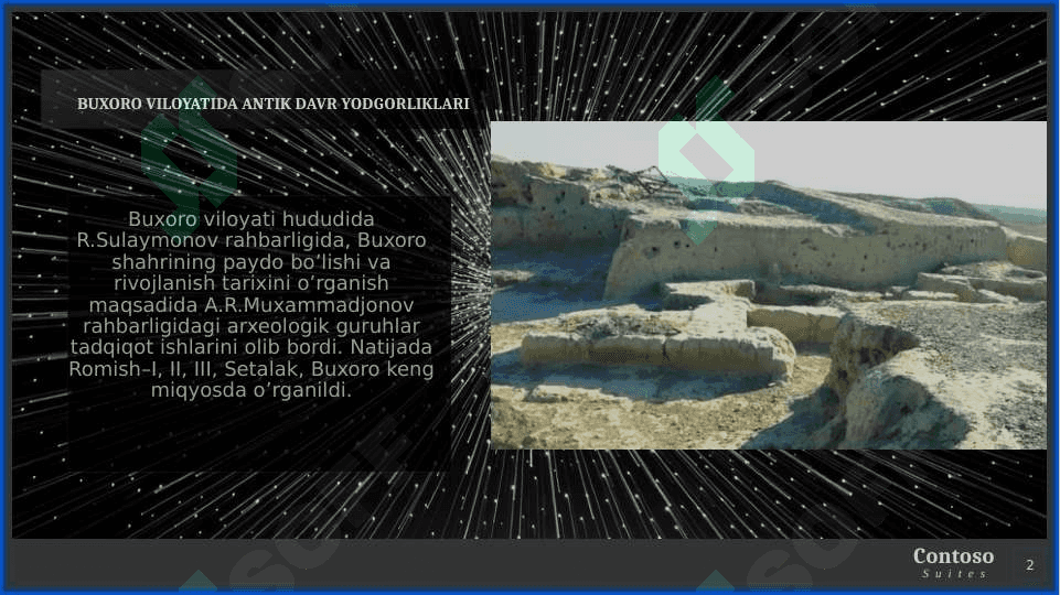 O'RTA OSIYO HUDUDIDAN TOPILGAN MADANIY YODGORLIKLAR 2
