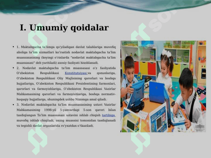 NODAVLAT MAKTABGACHA TA'LIM TASHKILOTIDA TA'LIM TARBIYA JARAYONINI TASHKIL ETISH 3