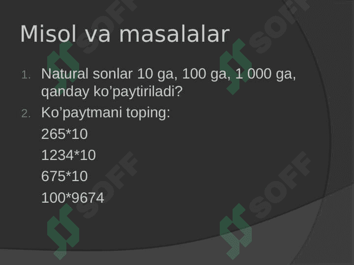 Natural sonlarni ko’paytmasining xususiy hollari 6