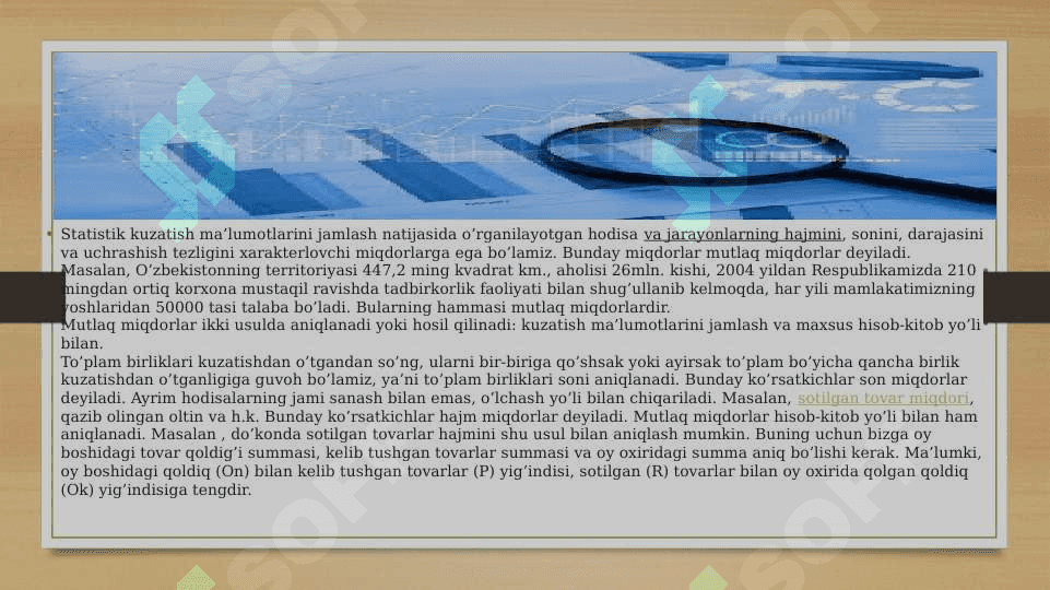 Mutlaq ko’rsatkichlar va ularning turlari 4