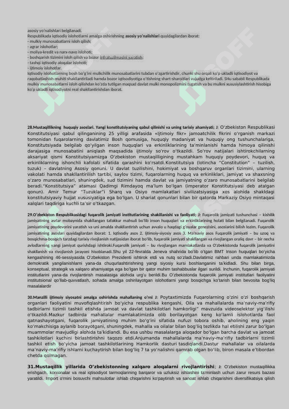 Yakuniy nazorati tarix fanidan savollar va javoblar 8
