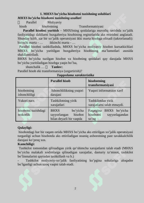 Moliyaviy hisobot transformatsiyasi 2