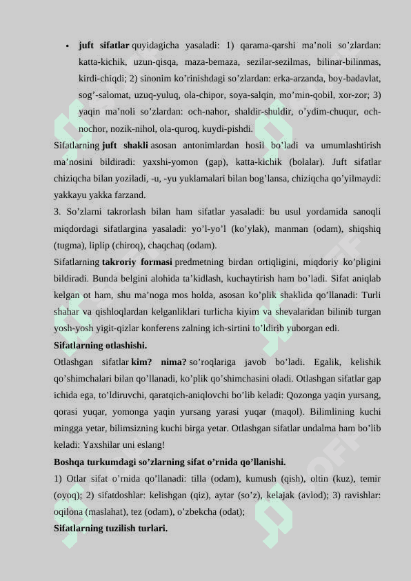O’zbek tilida sifatlarning ma’noviy guruhlari 7