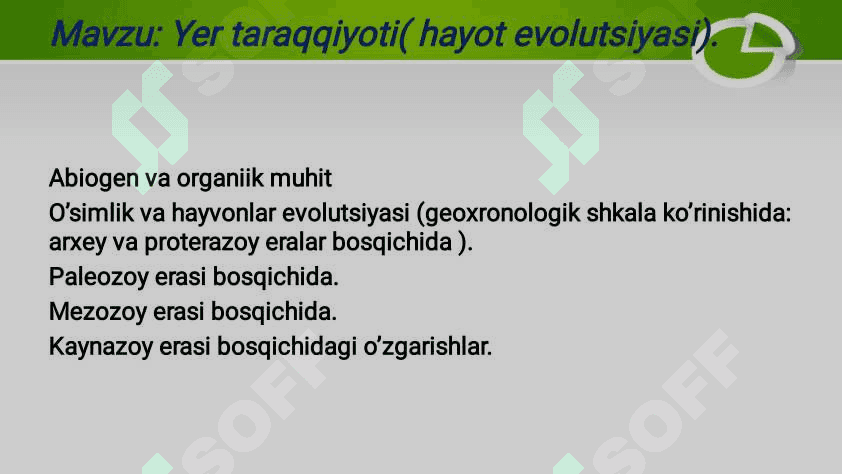 yer taraqqiyoti (hayot evolutsiyasi) 2