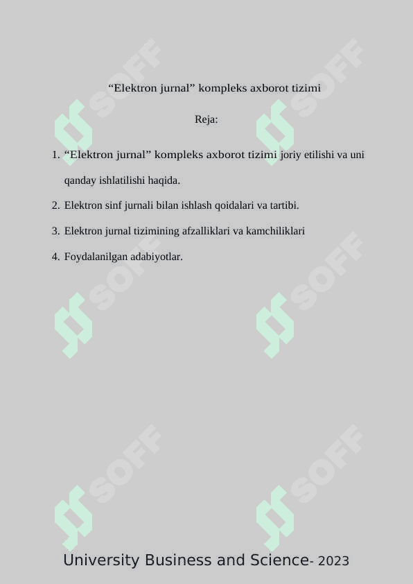 “Elektron jurnal” kompleks axborot tizimi 2