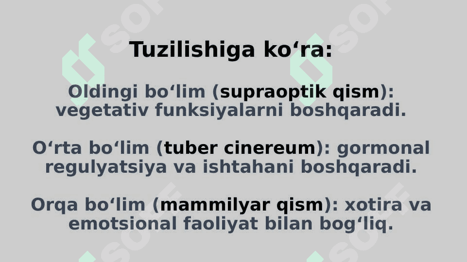 Gipotalamus o’zaklari va ularning klinik ahamiyati 4