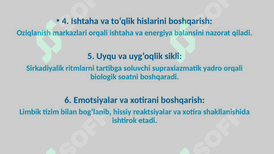 Gipotalamus o’zaklari va ularning klinik ahamiyati 8