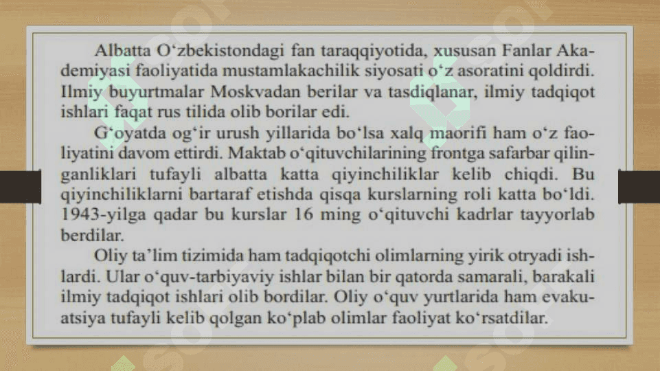 II jahon urushi yillarida fan, ma`orif va madaniyat 4