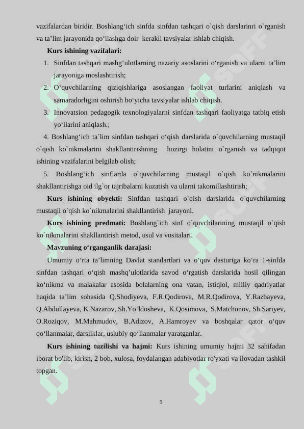 Sinfdan tashqari o'qitish metodikasi 5