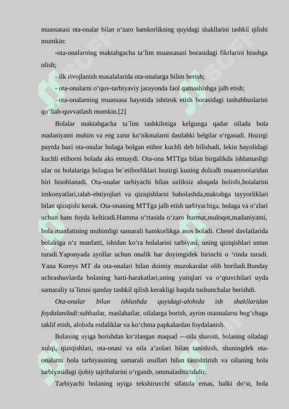 Ota onalar bilan shaxsiy suhbatlar 3