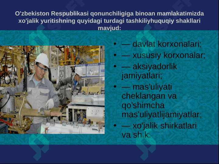 Korxonalarda moliyaviy xoʻjalik faoliyatining asoslari 8