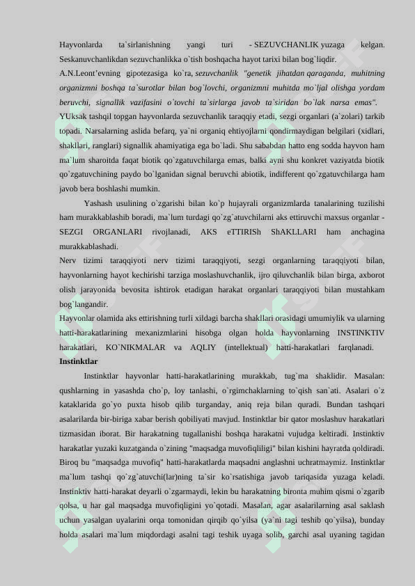 Hayvon psixikasining rivojlanishi 3