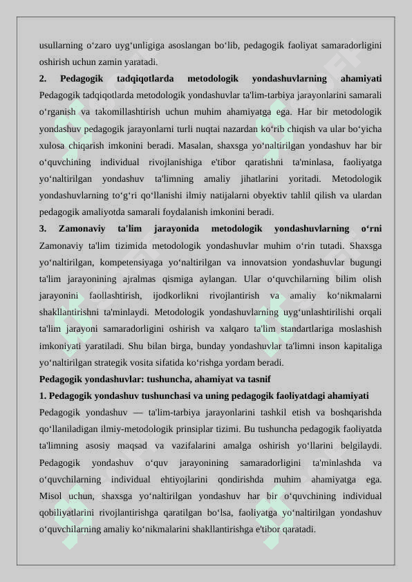 Pedagogikadagi asosiy metodologik yondashuvlar 25 2