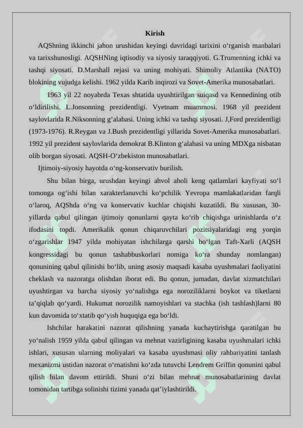 1945-1991- yillarda Amerika Qo‘shma Shtatlari 2