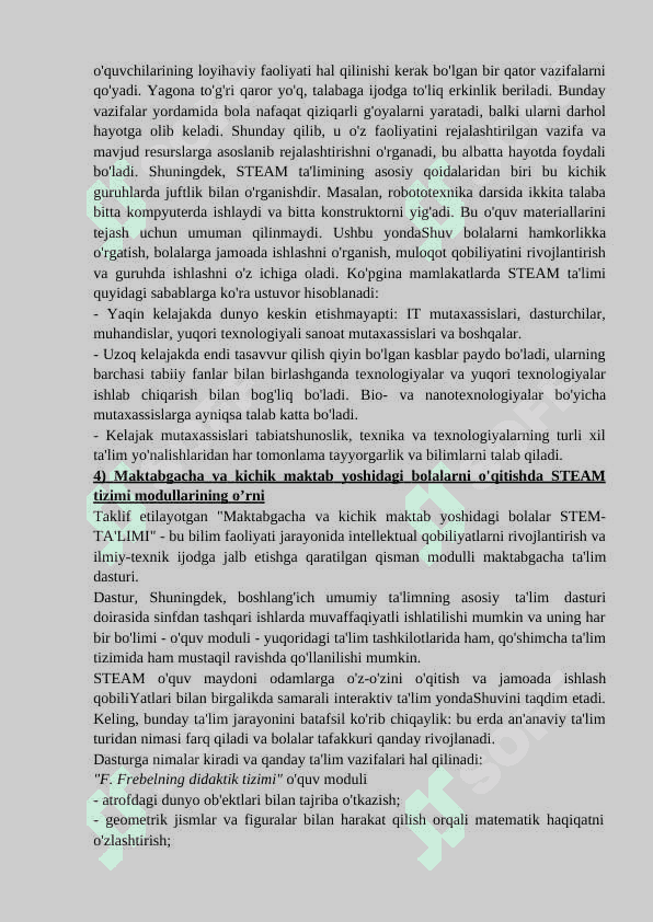 Steam ta’lim tizimining o’ziga hos tamoillari 4