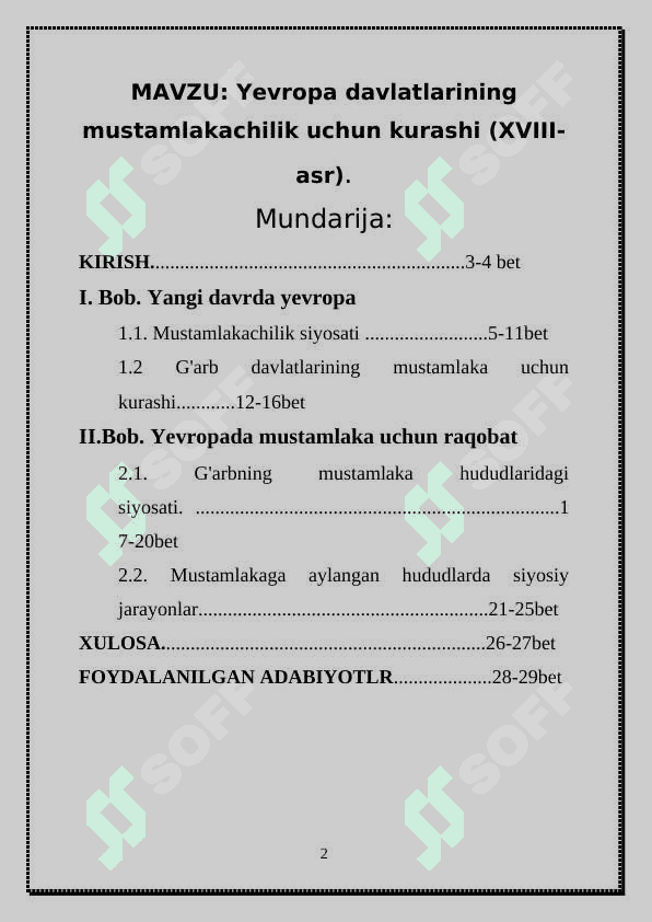 Yevropa davlatlarining mustamlakachilik uchun kurashi (XVIII-asr) 2
