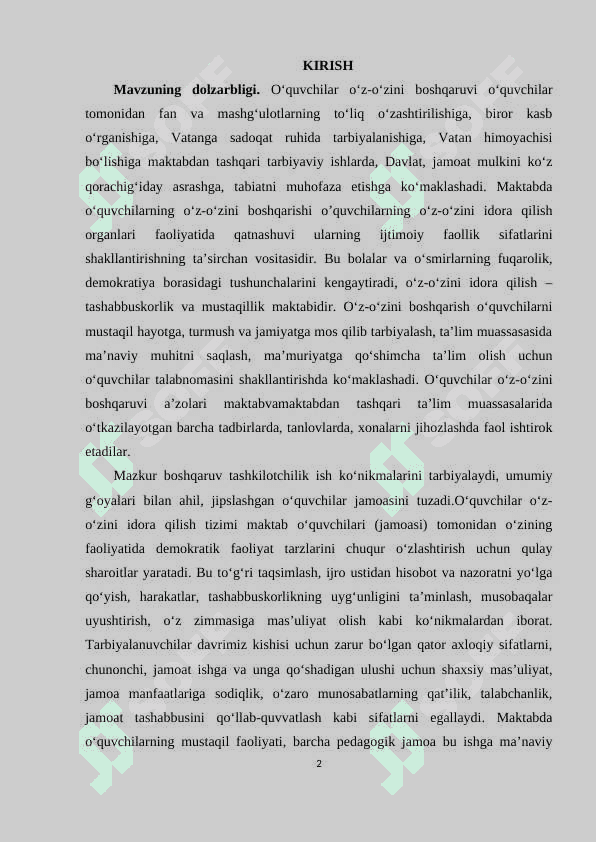 TASHKILOTCHI VA O’QUVCHILARNING O’Z O’ZINI BOSHQARISH ISHLARINING 2