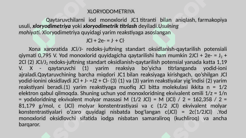Bromatometriya, xloryodometriya, nitritometriya usullarini qo’llanilishi 4
