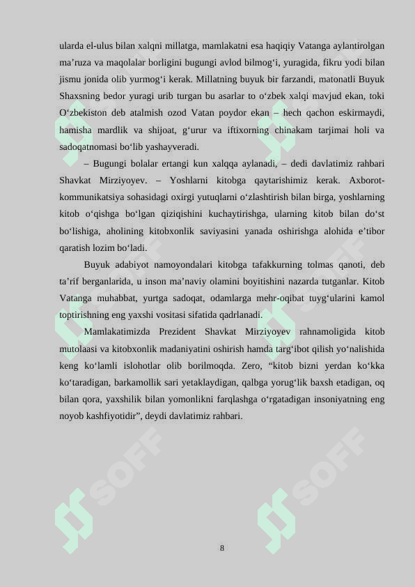 KITOB INSON MANAVIY KAMOLOTINING MUHIM OMILI 8