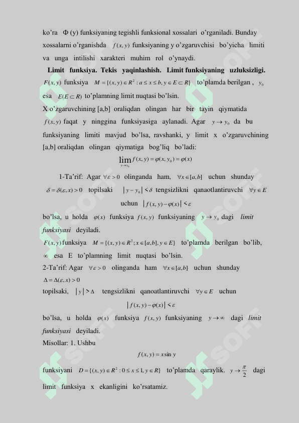 Parametrga bog’liq integrallar kurs ishi 4