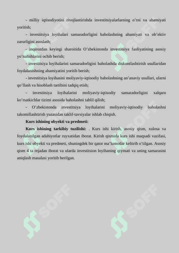 Investitsion loyihaning qiymati va uning samarasini aniqlash 4