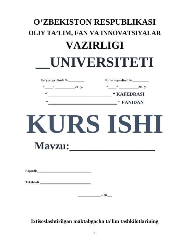 Ixtisoslashtirilgan maktabgacha ta’lim tashkilotlarining maqsad va vazifalari
