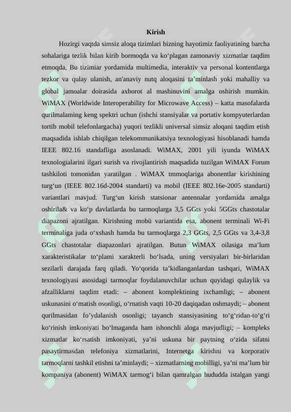 WIMAX tizimida qoʻllaniladigan texnalogiya 2